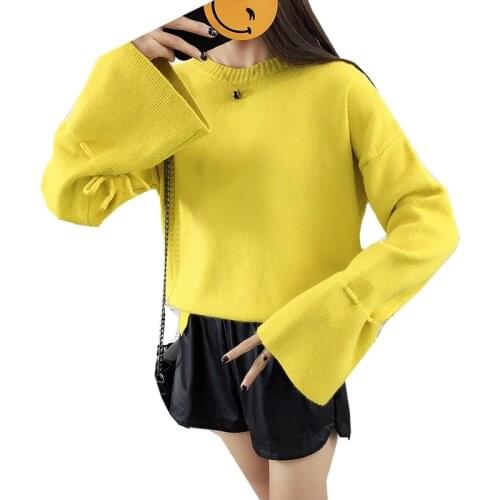 2019 Sweater Women Autumn New Loose Wild Spring And Autumn Long Sleeves Sweaters Tied Students womens Pullovers Vestidos LXJ425