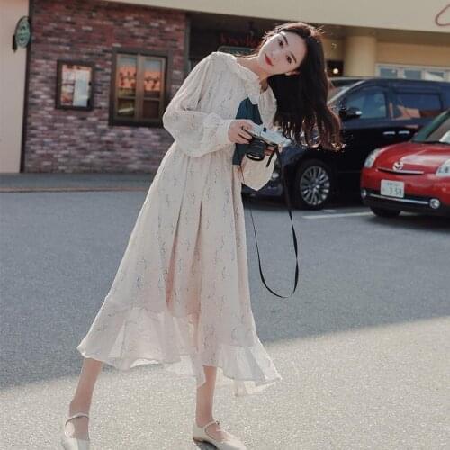 Bella philosophy 2019 autumn women printed elegant lace up dress ladies ruffle high waist dresses female A-line holiday vestidos