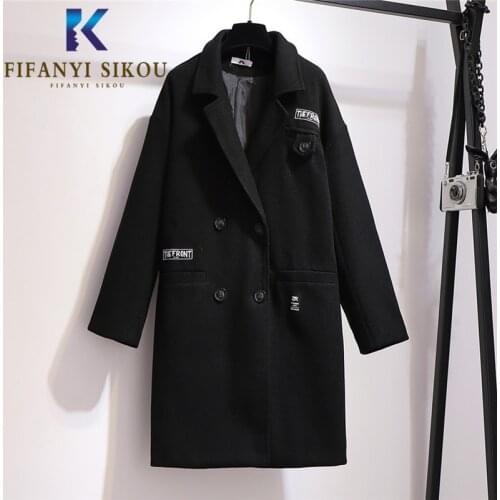 2020 Winter Coat Women Loose Plus Size 6XL Oversized Wool blend Long Coat Fashion Notched collar Lady Woolen coat Warm Overcoat