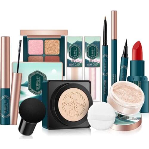 10Pcs Beauty Makeup Cosmetic Set Sponge Puff Air Cushion BB Cream Concealer Eyeshadow Highlighter Eyebrow Pen Make Up Kit