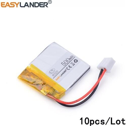 10pcs /Lot XHR-2P 2.54 500mAh 453233 3.7v lithium Li ion polymer rechargeable battery Bluetooth MP3 sound card