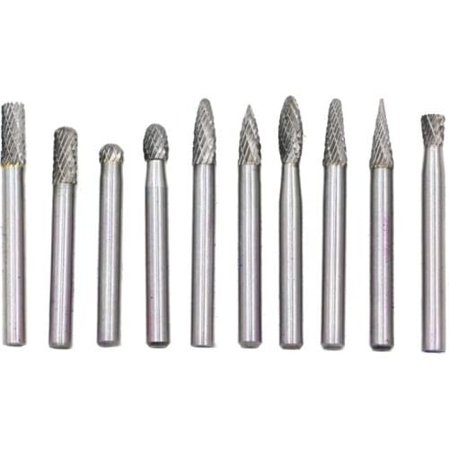 10pcs Rotary File Electric Grinder Accessories 6MM Tungsten Carbide Double-Cut Milling Cutter Woodworking Polishing Head