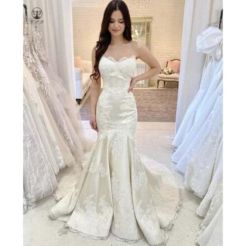 2022 Simple but Elegant Wedding Dresses Sweetheart Appliqued Lace Sleeveless Mermaid Vestidos De Novias