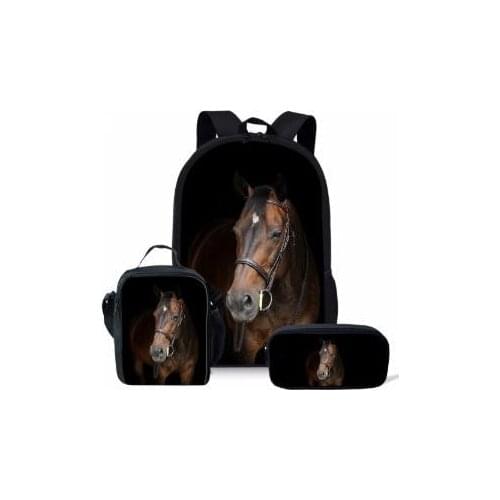 3pcs/set Wild Horses Design School Bag for Boys Orthopedic Backpacks Schoolbag In Primary Students Mochila Escolar
