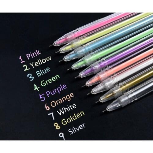 9 Colors Metallic Lines Art Markers Out Line Pen Stationery Blcak Paper Art Drawing Pens for Calligraphy Lettering Scrapbooking