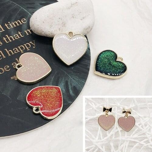 Pretty Girl Heart Shiny Love Pendant DIY Peach Heart Earrings Accessories Handmade Earrings Homemade Headwear Material