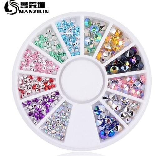 1 Box Shining Item Glitter Rhinestones Crystal Ab Non Fix Flatback Strass Sewing Fabric Garment Rhinestone Nail Art Stone
