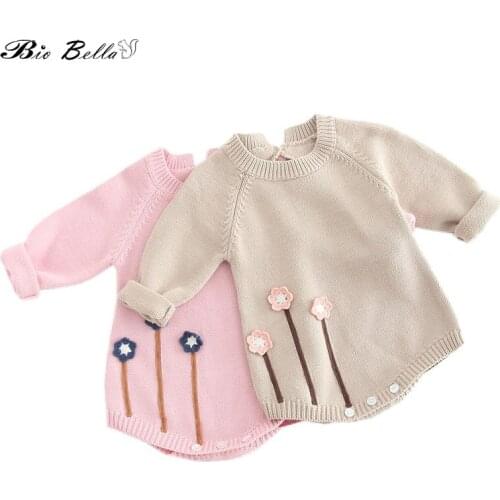 Newborn Baby Girl Bodysuit Infant Knitted Jumpsuit Baby Clothing Girls Bodysuits Sweet Girls Casual Roupas De Bebes