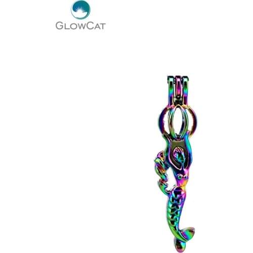 C213 5pcs/lot COLORS Multicolor Fairytale mermaid Locket Stone Cage Pendant Pearl Locket Fairytale Party