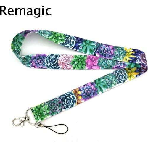 20pcs Succulent plants flowers Neck Strap Lanyards ID badge card holder keychain Mobile Phone Strap Gifts necklace