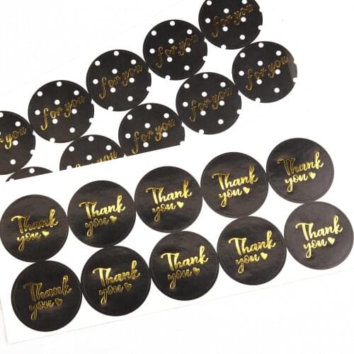 Black circle golden Thank you labels sticker,Gift Paper Labels Stickers,Decoration Labels Seal Stickers 100pcs/lot