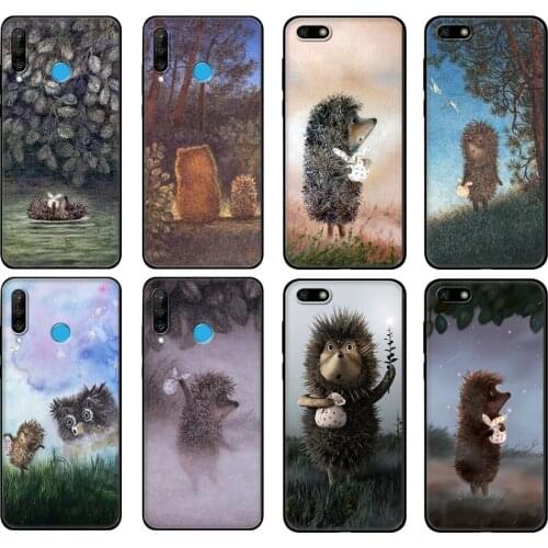Black tpu Case For Huawei Honor 20 Lite 10 10i 20S 30S 30 Case Honor 7A 5.45 7s 7C 5.7 Case Cover Hedgehog in the Fog