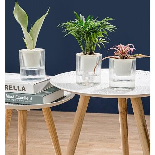 Watering Planter transparent Self Watering Plant Flower Pot With Water Container Round Flowerpot Home Garden Decor