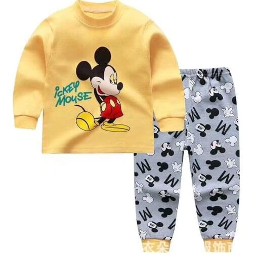 Disney Designer Kids Clothes Pajamas Baby Cotton Costumes Long Sleeve T- Shirts+pants 2pcs Clothing Set Baby Girl Boy Underwear