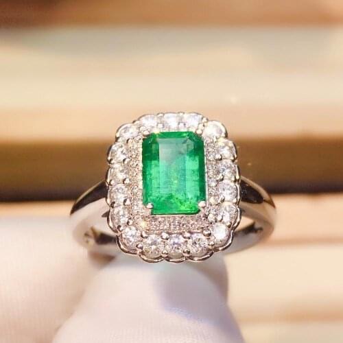 Z708 Emerald Ring 1.1ct Pure 18 K Gold Jewelry Nature Vivid Green Emerald Gemstone Diamond Female Rings for women Fine Ring