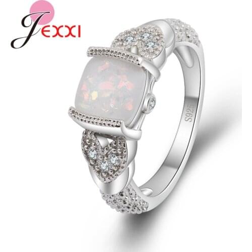 Romantic Heart Design Real 925 Sterling Silver Opal Ring Jewelry For Bridal Women Engagement Party Top Selling Accessory