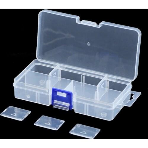 WLYeeS Adjustable 10 Grids Transparent Empty Jewelry Beads storage Box container Organizer Jewelry Ring Necklace Beads Boxes