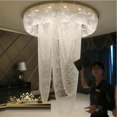 Modern design large crystal chandelier lighting ceiling fixtures AC110V 220V luxury hotel crystal lights stair chandelier