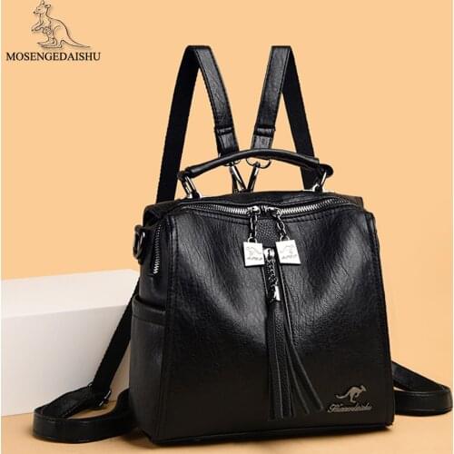 2021 Multifunctional Womens Backpack Quality Leather Ladies Shoulder Bags Fashion Shoulder Strap Design Women Travel Backpack