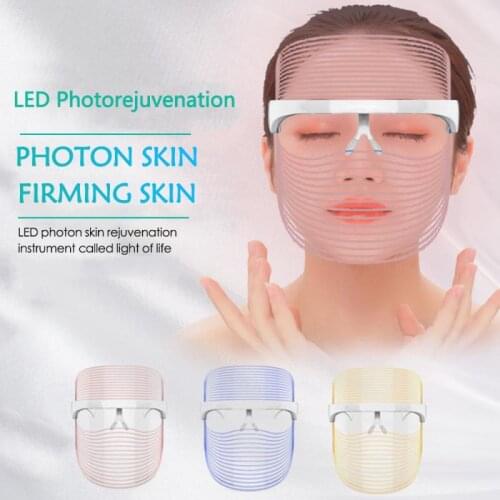 New 3 Color Light Multi-function Facial LED Beauty Mask Anti Acne Anti Wrinkle Tighten Whitening Facial SPA Instrument