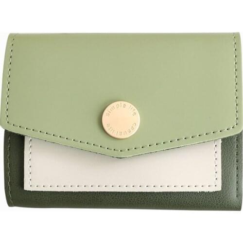 Fashion Contrast Wallet Women Wallets Leather Short Hasp Wallet Small Fresh Card Case Pink girl Coin Purse Credit card holder