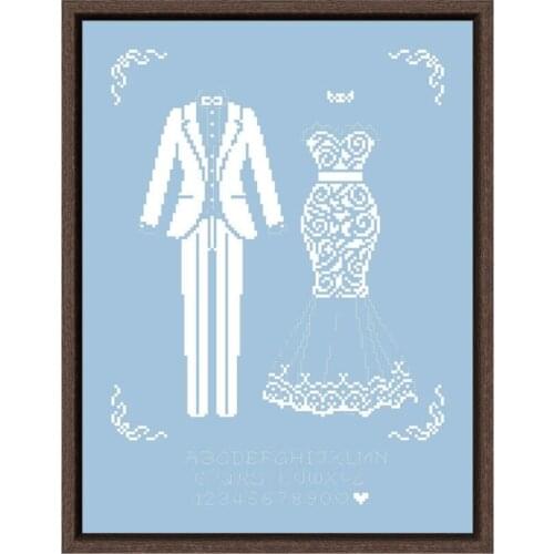 White dress cross stitch kits plants aida fabric 14ct 11ct sky blue canvas cotton thread embroidery kits DIY craft set