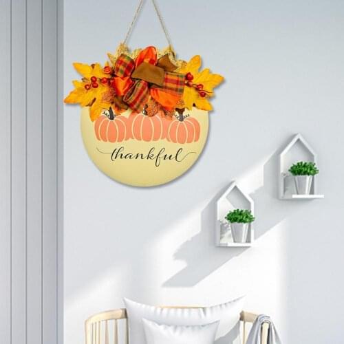 2021 New Thankful Porch Decor Sign Door Hanging Wooden Wreath For Home Wooden Board Plaque Home Door Window Wall Decoration