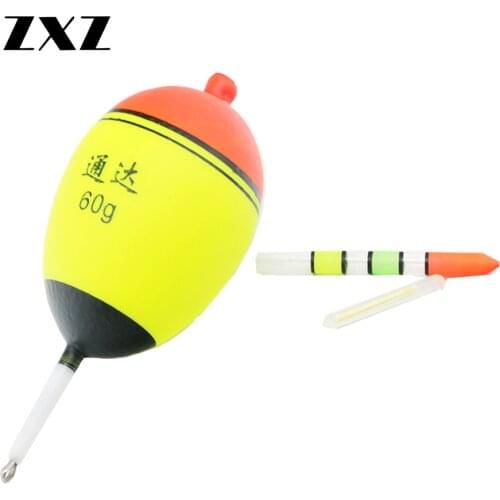 5Pcs 40-80g EVA Carp Fishing Float Bobbers +5Pcs Glow Night Luminous Stick Pot-bellied Belly Stopper Foam Floats Accessories T4