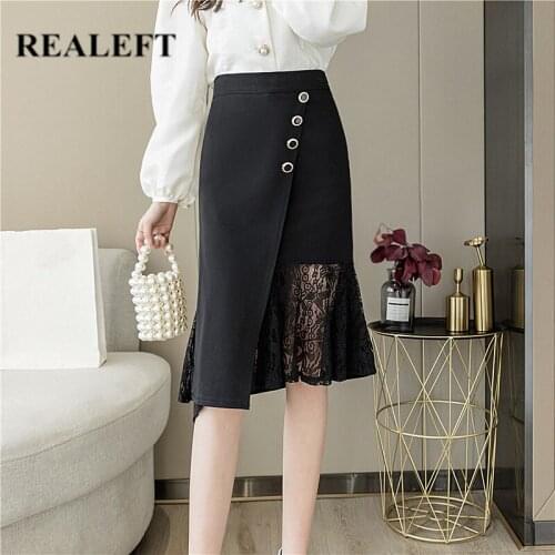 REALEFT Lace Pencil Skirts