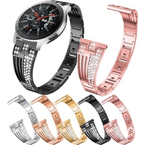 Luxury Stainless Steel Watch Band Strap for Samsung Gear S3 Frontier/Classic Women Diamond Replacement for Galaxy Watch 46mm