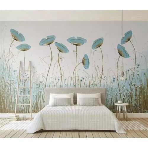 North Europe style Modern 3D Photo Wallpaper mint green flower Wall Papers Home Interior Decor Living Room Lobby Mural Wallpaper