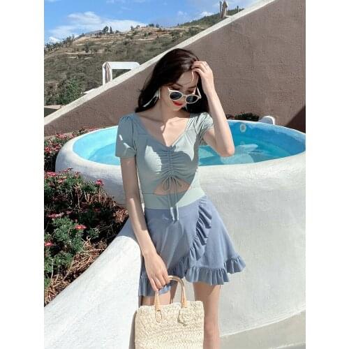 High Waist Swimwear One Piece Girl Swimsuit Push Up Women Plus Size Ladies Retro Bikini Beach Trendy Sexy With Skirt 2021 New