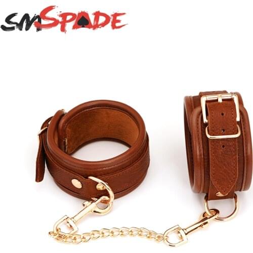 SMSPADE Leather Ankle Cuffs BDSM Bondage Fetish Slave Sex Toys For Couples Cuffs Restraints Kit Erotic Adult Games Sex Shop