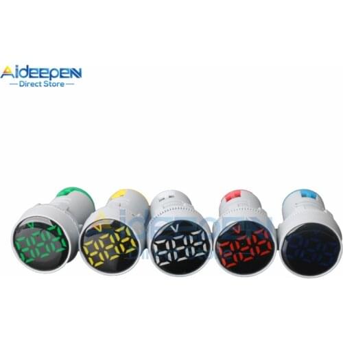 AC 20-500V LED Digital Voltmeter 22mm Round Voltage Meter Panel Light Home Electronics Volt Tester Detector Monitor 110V 220V