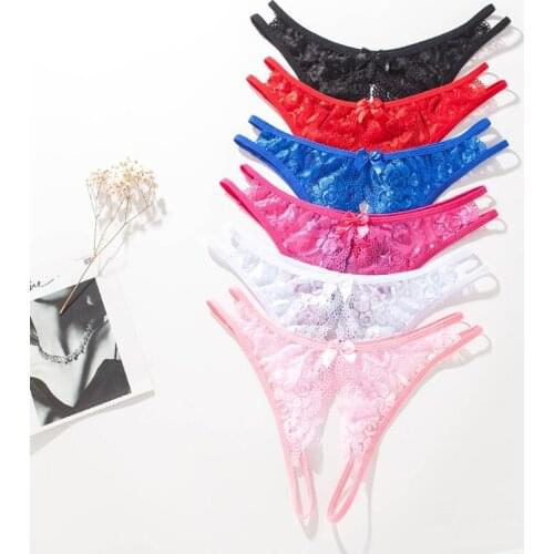 Womens Sexy Lace Underwear Panties Open Crotch Temptation Thong Erotic Lingerie Porno Girl Crotchless Panty For Sex