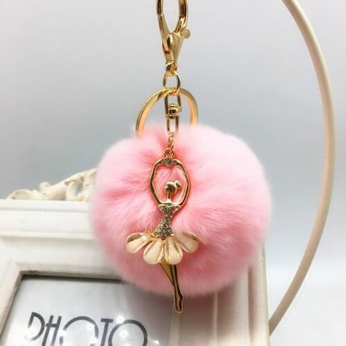 Universal Car Keychain-ring Fur Girl Ball Anti-lost Luxury High-grade Cute Jewelry Motorcycle Wholesale