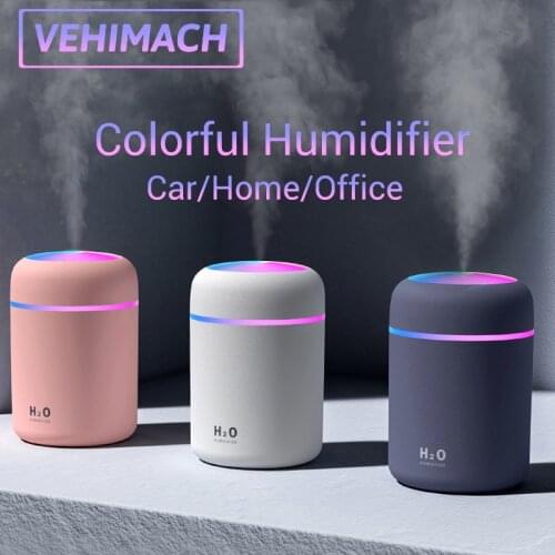 USB Car Air Humidifier With Atmosphere Light 300mL Aromatherapy Oil Diffuser Mute For Car/Home/Office Mini Cool Mist Humidifier