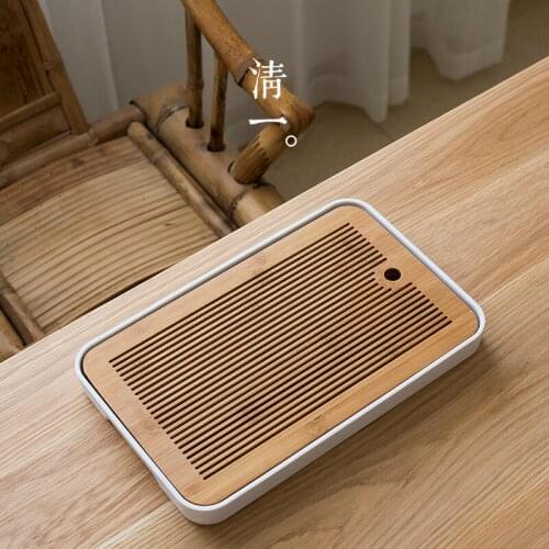 Japanese Simple Tea Tray Water Storage Tea Plate Creative Bamboo Tea Tray Oolong Tea Decorative Plateau En Bois Bar Tools DI50CP