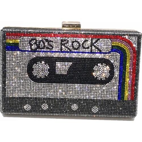Bag For Women Cassette Tape Clutch Women Crystal Evening Bags Wedding Party Diamond Box Womens Handbag and Purse