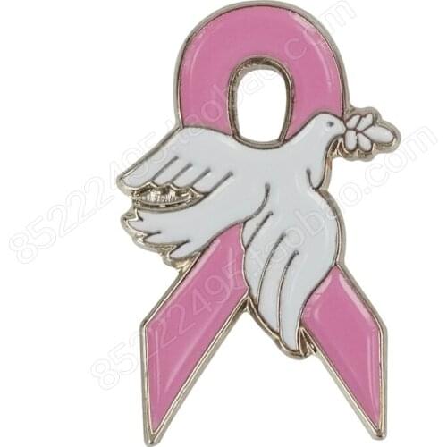 Breast Cancer Awareness Peace Dove Pink Ribbon Lapel Pins