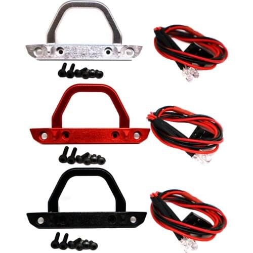 1/24 Racing Metal Alloy Front Bumper with LED Lights for Axial SCX24 90081 Car Trucks Parts