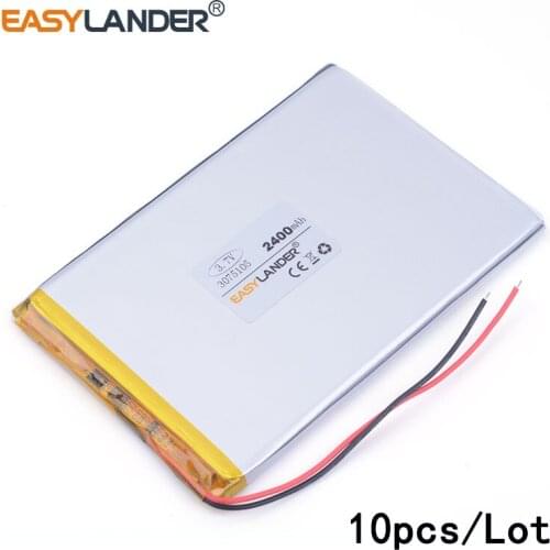 10pcs /Lot 3075105 2400 mah lithium Li ion polymer rechargeable battery For Speaker E-book tablet pc power bank andorid phone