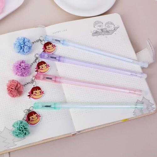 20pcs Cartoon Little Girl Pendant Neutral Pen Student Stationery Writing 0.5mm Black Signature Pen Net Red Pendant Water Pen