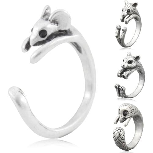 Fei Ye Paws Boho Mouse & Mice Ring For Women Anel Retro Punk Animal Metal Coupl Rings For Men Girls Unique Gift Box Packed