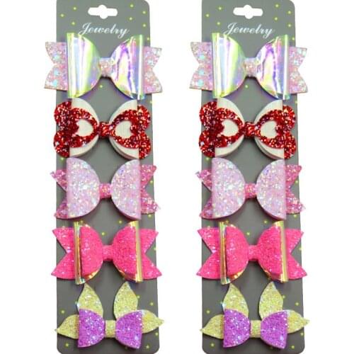 5PCS/Card Lovely Diff Style LOVE Ties Bow Creativity Hairpins For Baby Girls Clips Pins Barrette Scrunchy Kids Hair Accessories