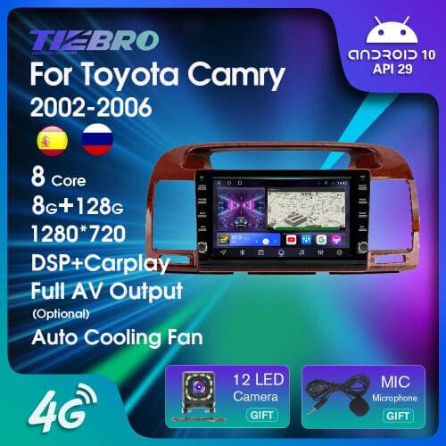 TIEBRO 2Din Android 9.0 Car Radio For Toyota Camry 5 XV 30 2001-2006 Car Multimedia Video Player Navigation Autoradio No 2 Din