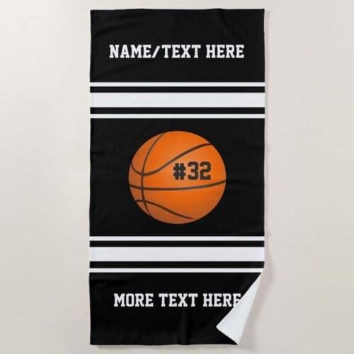 Basketball Player Name Number Team Name Custom Beach Towel Print Fast Drying Microfiber Sport Workout Sweat Towel