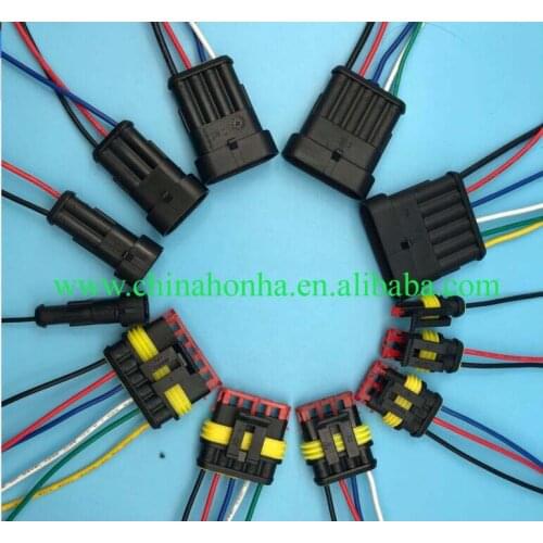 Free shipping 20Set 1/2/3/4/5/6Pin Car Motorcycles Waterproof Electrical Connector Plug w/10cm Wire Auto Connector Male & Female