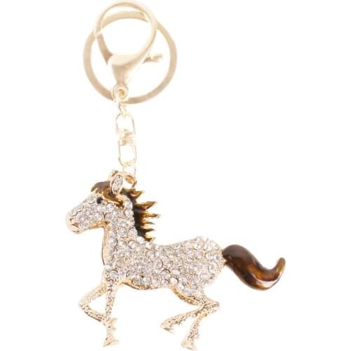 Horse Tail Hair Keyring New Cute Crystal Rhinestone Charm Pendant Purse Car Bag Key Chain Accessories Birthday Party Gift