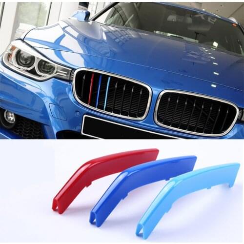 For BMW 3 Series (2013~2015 & 8 Beams) Front Grille 3D Decals Strip Clip Trim High Performance Accessories Car-Styling Parts